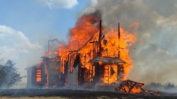 A former Polish Roman Catholic church in rural Saskatchewan was destroyed by fire Thursday.